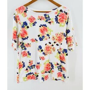 Charter Club 100% Pima Luxury Floral Cottagecore Sz XL Neck Top Soft HH37